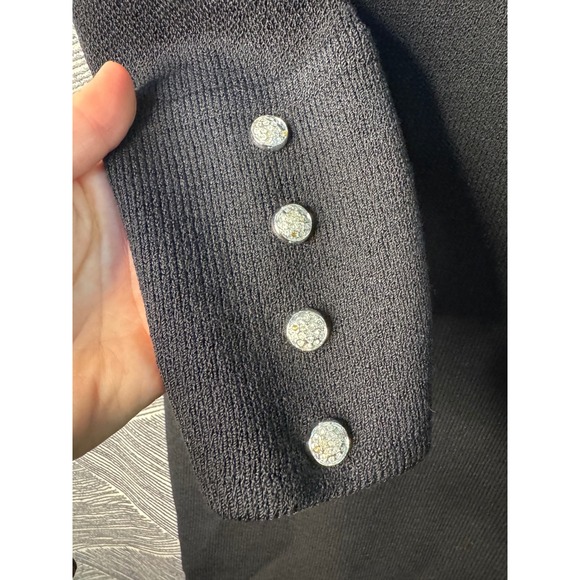St. John Evening Basics Black Knit Dress Rhinestone Buttons Size 10 - Picture 10 of 10